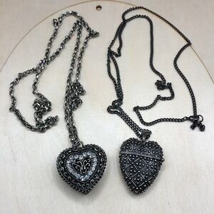 Curated bundle romantic hearts pendant necklaces lot 2